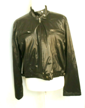 TWO ROADS BIKER JACKET SIZE 14 BLACK COLLARED LONG SLEEVE FULL ZIP POCKE... - $15.63