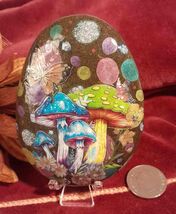Wonderland Shrooms Mushroom Colorful Mixed Media Rock Paperweight Desk D... - $13.96 CAD