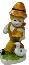 Vtg. Girl & Boy Carrying Fruit Baskets With Geese Porcelain Figurine Set - 4.75" image 3