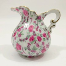 Small Ceramic Porcelain Creamer 3.5x3.75 inches Pink Floral - $241.08 MXN