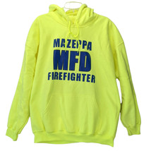 MFD Firefighter High Vis Mens XL Bright Yellow Hoodie Sweatshirt Gildan DryBlend - £6.74 GBP