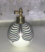 Vintage Iridescent Gold and White Feathering Perfume Bottle, 2.5” X 4.5” Empty - £16.91 GBP
