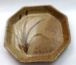 Studio Pottery Octagonal Platter Dish Speckled Glazed Stoneware Signed - £39.33 GBP