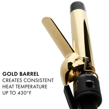 &quot; Pro Signature Gold Curling Iron - 1-1/4&quot; Barrel for Perfect Curls in Gold and  - £31.53 GBP