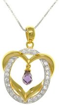 Jewelry Trends Purple Teardrop Heart CZ Ring Sterling Silver Gold-Plated... - $47.69