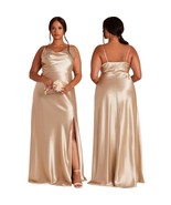 Birdy Grey Lisa Long Shiny Satin Neutral Champagne Bridesmaid Dress Size XL - $69.29