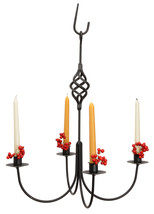 Bird Cage Basket 4 Arm Wrought Iron Candle Chandelier - Amish Handmade In Usa - £124.40 GBP