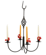 BIRD CAGE BASKET 4 ARM WROUGHT IRON CANDLE CHANDELIER - Amish Handmade i... - £126.65 GBP