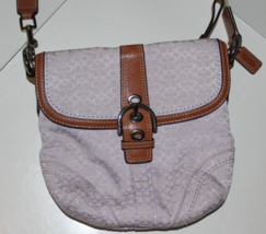 Coach Purple Signature Tan Leather Small Cross Body Bag - $40.00