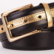 The Arda Black & Gold Leather Belt image 3