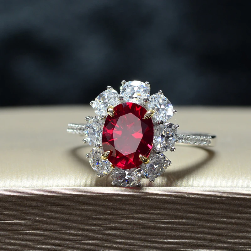  Vintage  925  Silver Created Moissanite Ruby Gemstone Wedding Engagemen... - £43.77 GBP