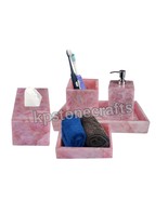 Luxury 5-Piece Rose Quartz Bathroom Set – Handcrafted Semiprecious Stone... - $15,468.20 MXN
