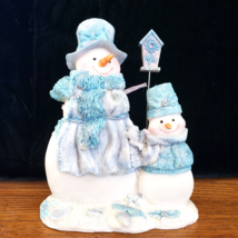 Snowman Couple Birdhouse Holiday Christmas Winter Figurine 8.5&quot;Tall PolyStone - £7.73 GBP