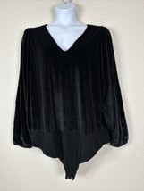 NWT Torrid Womens Plus Size 4 (4X) Black Velvet V-neck Bodysuit Long Sleeve - £18.38 GBP