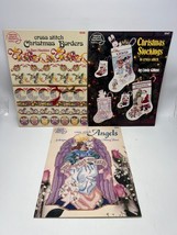 3 American School of Needlework: Christmas Borders-Angels-Christmas Stoc... - $14.95