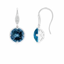 Natural London Blue Topaz Round Dangle Earrings in 14K Gold (Grade-AAA , 6MM) - £458.64 GBP