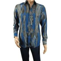 Men Sports Shirt by DE-NIKO Long Sleeves Fashion Print Modal Nk20188 Teal Blue image 5