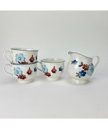 Vintage Noritake China Glimmer Versatone Footed Cups &amp; Creamer Set - 4 P... - €27,75 EUR