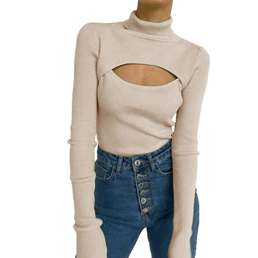 Women&#39;s neck Long Sleeve Vintage Pullovers  Out  Korean Style Chic Slim Autumn Y - £85.96 GBP