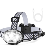 Rechargeable Headlamp, 20000 High Lumen Bright 5 LED Head Lamp with Red ... - $28.43