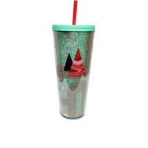 Starbucks Holiday Green Glitter Christmas Tree Glitter 24oz Venti Cold T... - £16.26 GBP