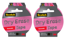 Scotch Dry Erase Tape, 3&quot; Core, 1.88&quot; x 5 Yd., Pink 2 Pack - £11.38 GBP