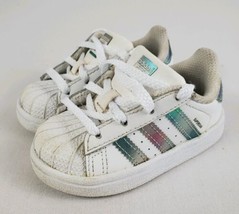 Adidas Originals Superstar Sneaker Shoes White Iridescent Sz 5K Toddler Baby - £10.21 GBP