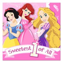Disney Princess 1st Dessert Beverage Napkins 16 Count Birthday Party Sup... - $4.57 CAD