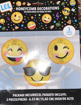 Emoji Lol Honeycomb Decorations (3) ~ Birthday Party Supplies Hanging Yellow - £11.57 GBP