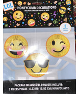 EMOJI LOL HONEYCOMB DECORATIONS (3) ~ Birthday Party Supplies Hanging Ye... - $298.78 MXN