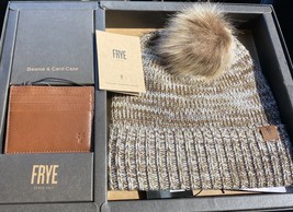 Frye Genuine Leather CARD WALLET &amp; BEANIE Brown Hat NEW IN BOX - $55.43