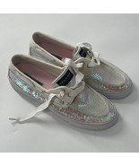 Sperry Top-Siders Bahama White &amp; Pink Iridescent Sequin Sneakers 7/37 - $22.43