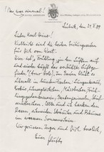 Friedrich Wegener German Nazi WW2 Hotel Wurzburg Hand Signed Letter - £19.65 GBP