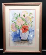 Vtg Framed &amp; Matted Watercolor Floral Scene Signed D Pollock 18x24&quot; - €68,48 EUR