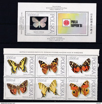 Worldwide Accumulation butterflies stamps+2 Mini Sheets 16107 - £7.90 GBP