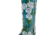 Womens Turquoise Leather Cowboy Boots Rosal Floral Embroidered Western S... - $107.99