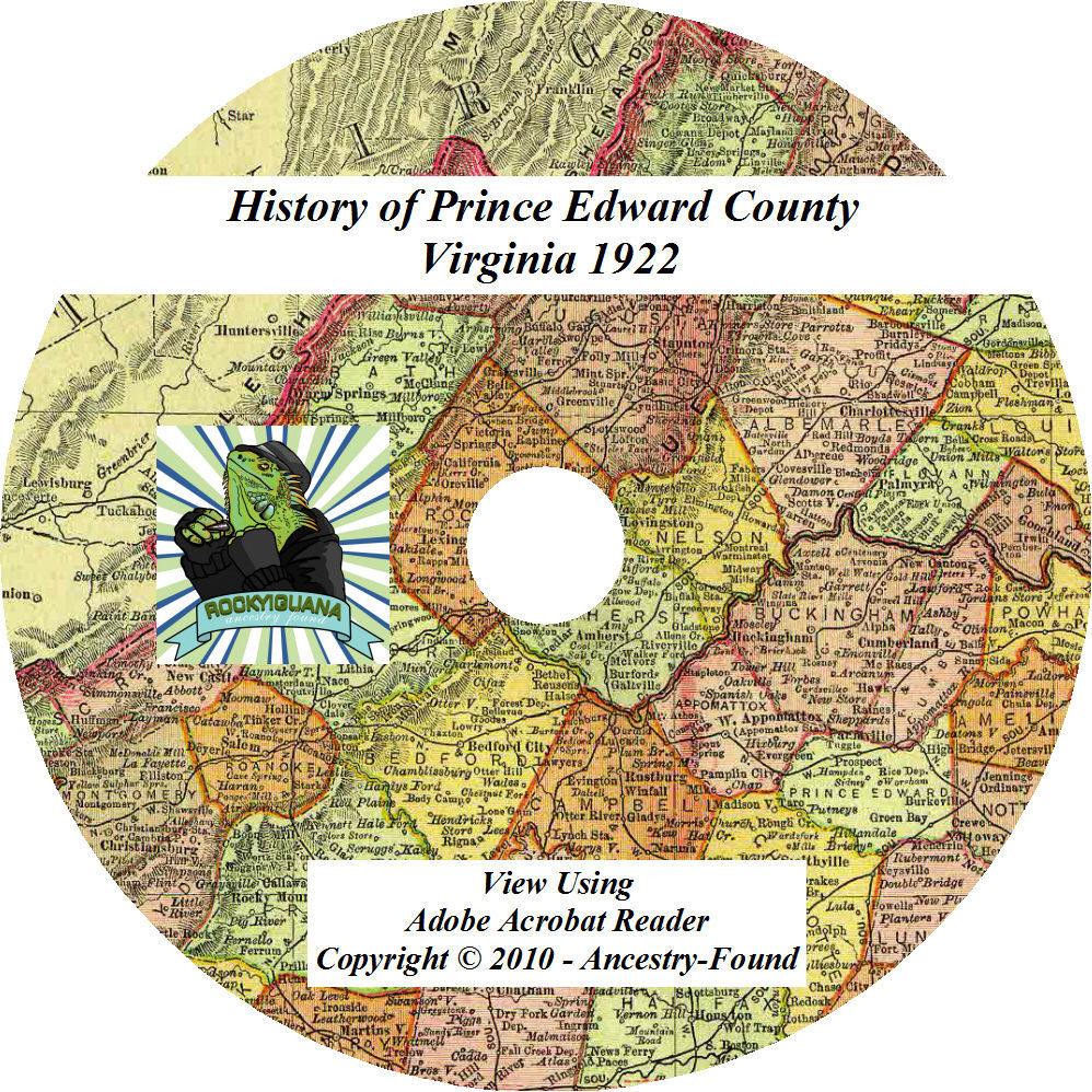 1922 History of PRINCE EDWARD County Virginia VA