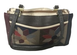 Vintage Genuine leather patchwork 70’s boho satchel Made In Mexico - £18.45 GBP