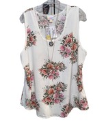 New LuLaRoe 3XL White Melon Pink Green Dainty Floral Tank Regular Tank Top - $24.74