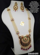 Designer Mala Chand Des Meena Work Long Necklace Mala Haar Earrings Jewelry Set - £16.15 GBP