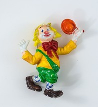 Christmas Ornament Clown Figurine Hand Painted Plastic 4.5&quot; Tall 1970&#39;s Vintage - £10.35 GBP