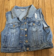 Girls&#39; ~ Size L ~ Highway Jean ~ Distressed Faded Denim Vest W/pockets - $5.94