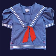 Vtg Girls Toddler JAYNE COPELAND Sz 6 Sailor Dress Blue Nautical Picture... - $42.08