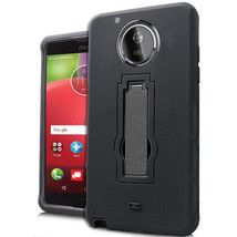 For Motorola Moto E4 XT1760 - Hybrid Heavy Duty Kickstand Armor Phone Case Black - £12.78 GBP