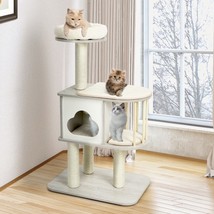 Wooden Cat Activity Tree 46 Inch with Platform and Cushions for Cats and Kittens - £107.95 GBP