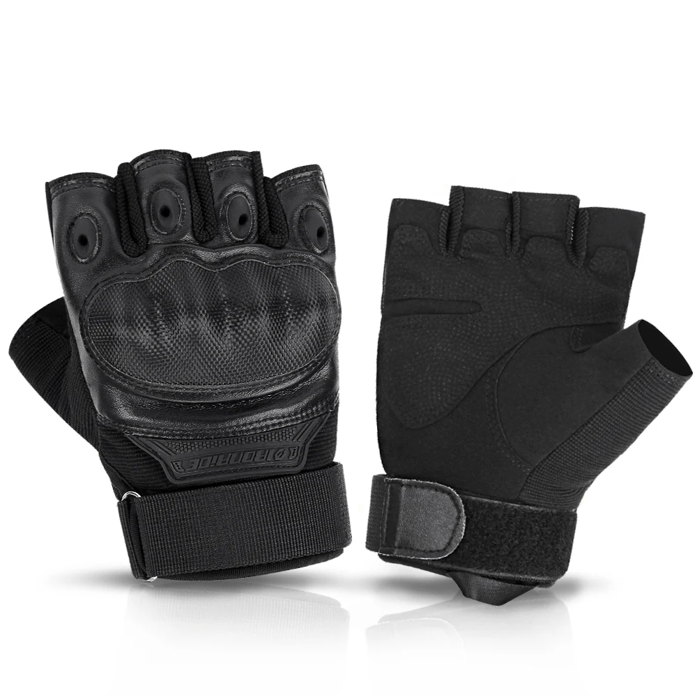 Motorcycle Fingerless Gloves Cycling Motorbike Motocross Biker Rubber Hard - £12.39 GBP+