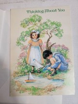 Vintage Greeting Card 1990s Made In USA   Thinking About You Boy Girl Boats - £7.18 GBP