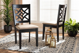 Braylin Sand Fabric Upholstered and Dark Brown 2Pc Dining Chair Set - $178.00