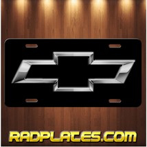 CHEVY BOWTIE Inspired Art on Black Aluminum license plate Tag New - £15.40 GBP