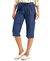 Karen Scott Charlie Denim Capri Pants Twilight Wash Pull on Elastic Size... - $26.17